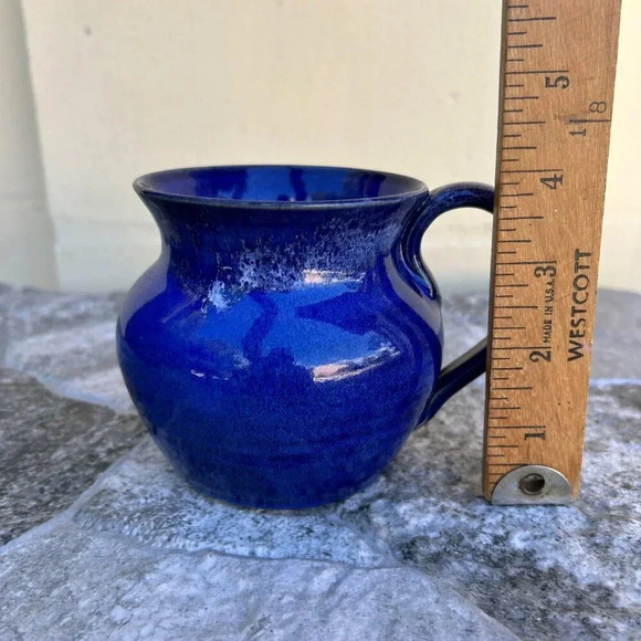 LATHAM'S POTTERY Seagrove NC Cobalt Blue Glazed 4" Mug Signed BRUCE LATHAM '99 - Picture 7 of 13